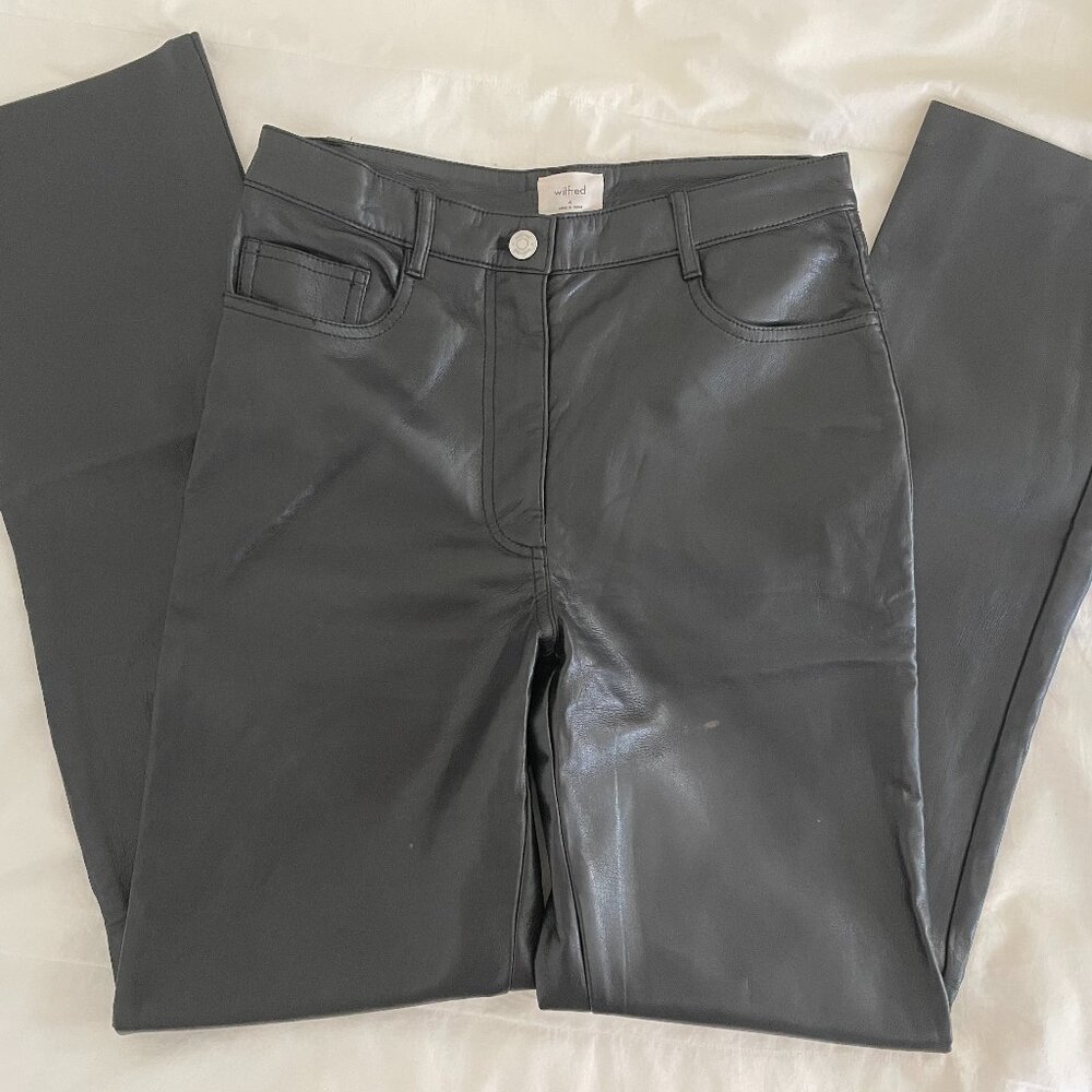 Wilfred Faux Leather Black Pants in Size 4